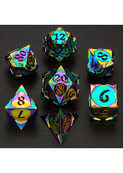 Hollow Metal RPG Dice Set - Rainbow Morning Star